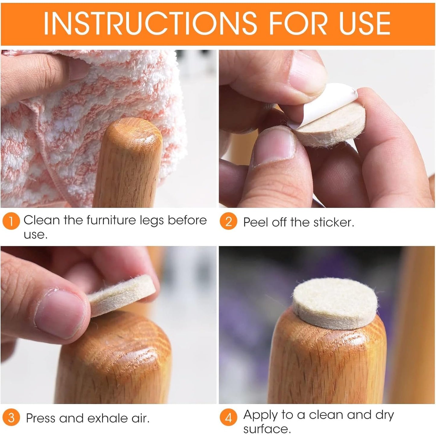 Maxxlite Chair Leg Floor Protector - 80 Pieces, Furniture Felt Pads | Non Skid Floor Protector | Noise Insulation Pad Floor Bumper, Beige