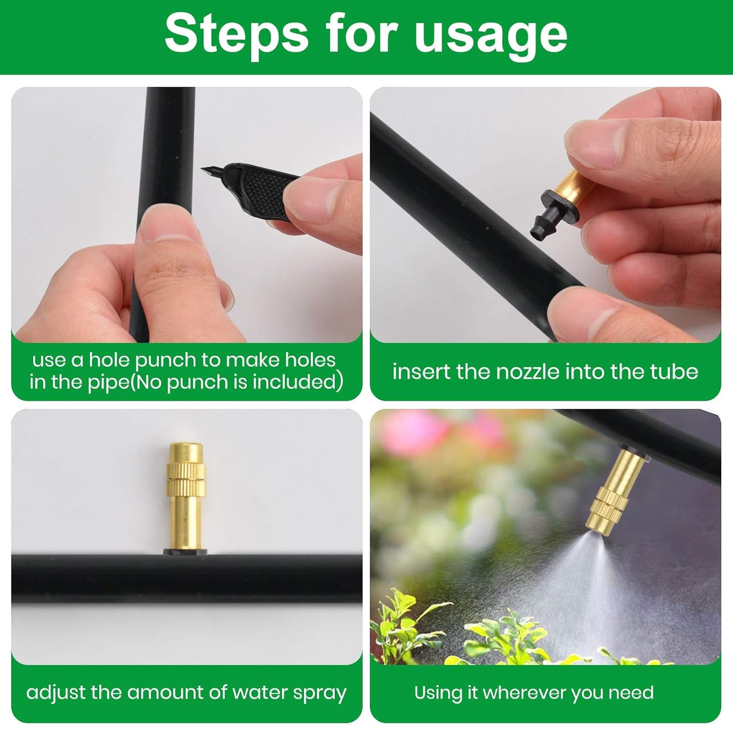 Maxxlite Adjustable Water Spray Nozzle Copper 4/7mm Nozzle Water Spray Drip Irrigation Nozzle Mist Sprayer Micro Sprinkler for Garden Cooling Irrigation Lawn Vegetables Greenhouse - 10 Pcs