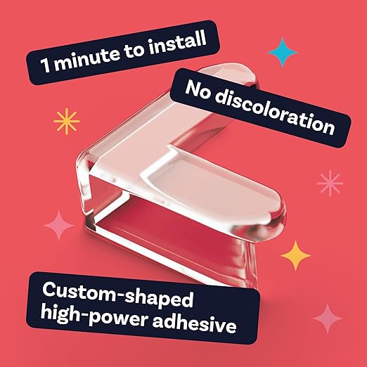 Maxxlite Corner Protector, Baby Proofing Corner Guards, Transparent, Covered Adhesive, Improved Tasteless Corner Covers For Furniture Sharp Corner, 12 Count