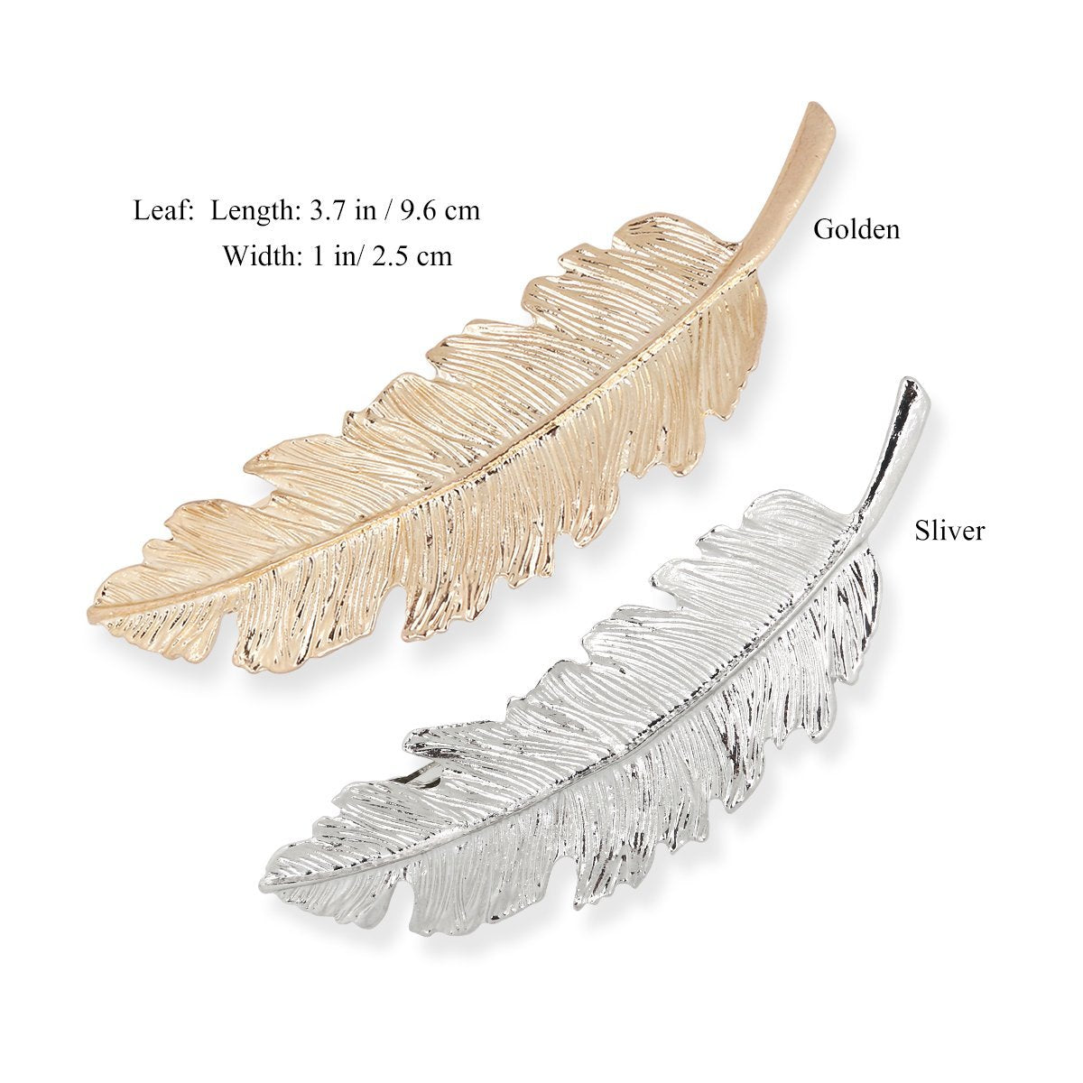 Maxxlite 2 PCs Combo of Golden & Silver Feather leaf wedding/Party Hair Clip & Hairband for Girls and Women | Wedding Hair Accessories | Hair Pins (Golden + Silver)