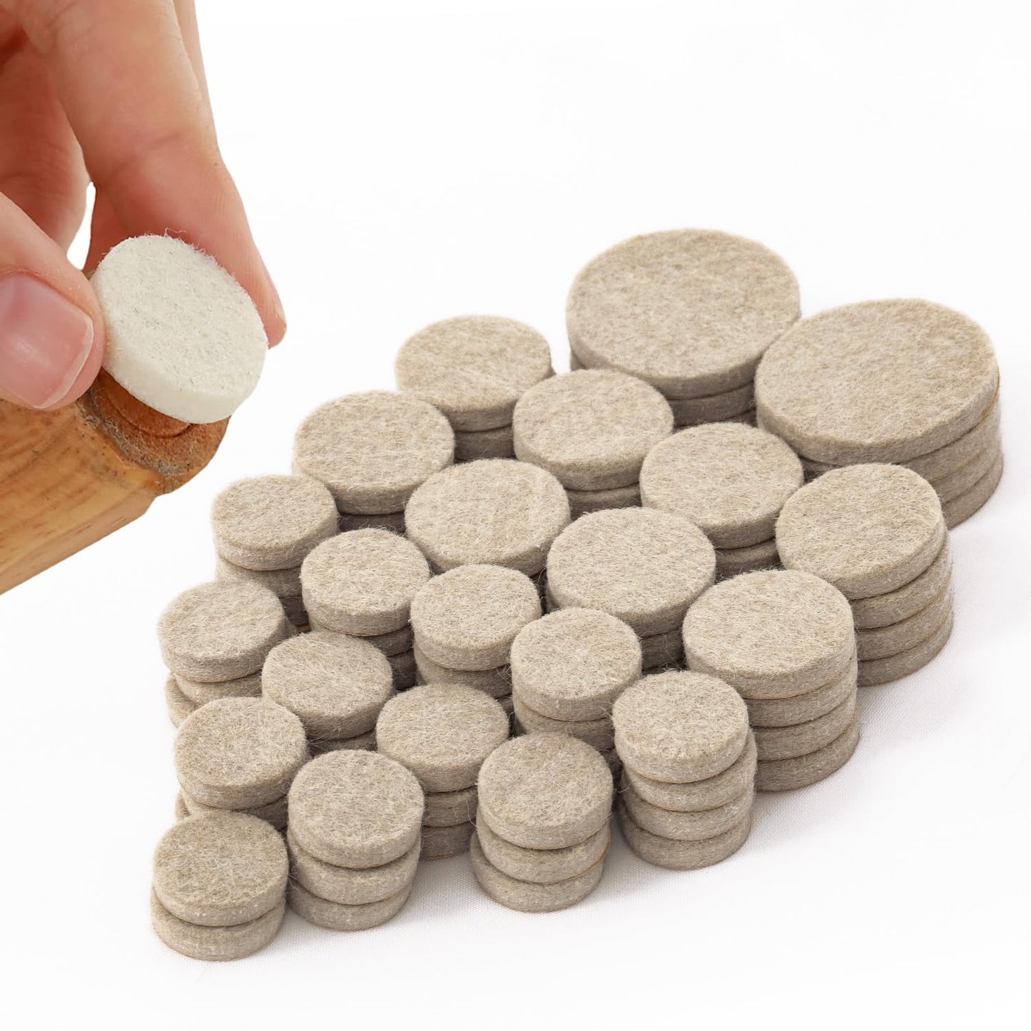 Maxxlite Chair Leg Floor Protector - 80 Pieces, Furniture Felt Pads | Non Skid Floor Protector | Noise Insulation Pad Floor Bumper, Beige