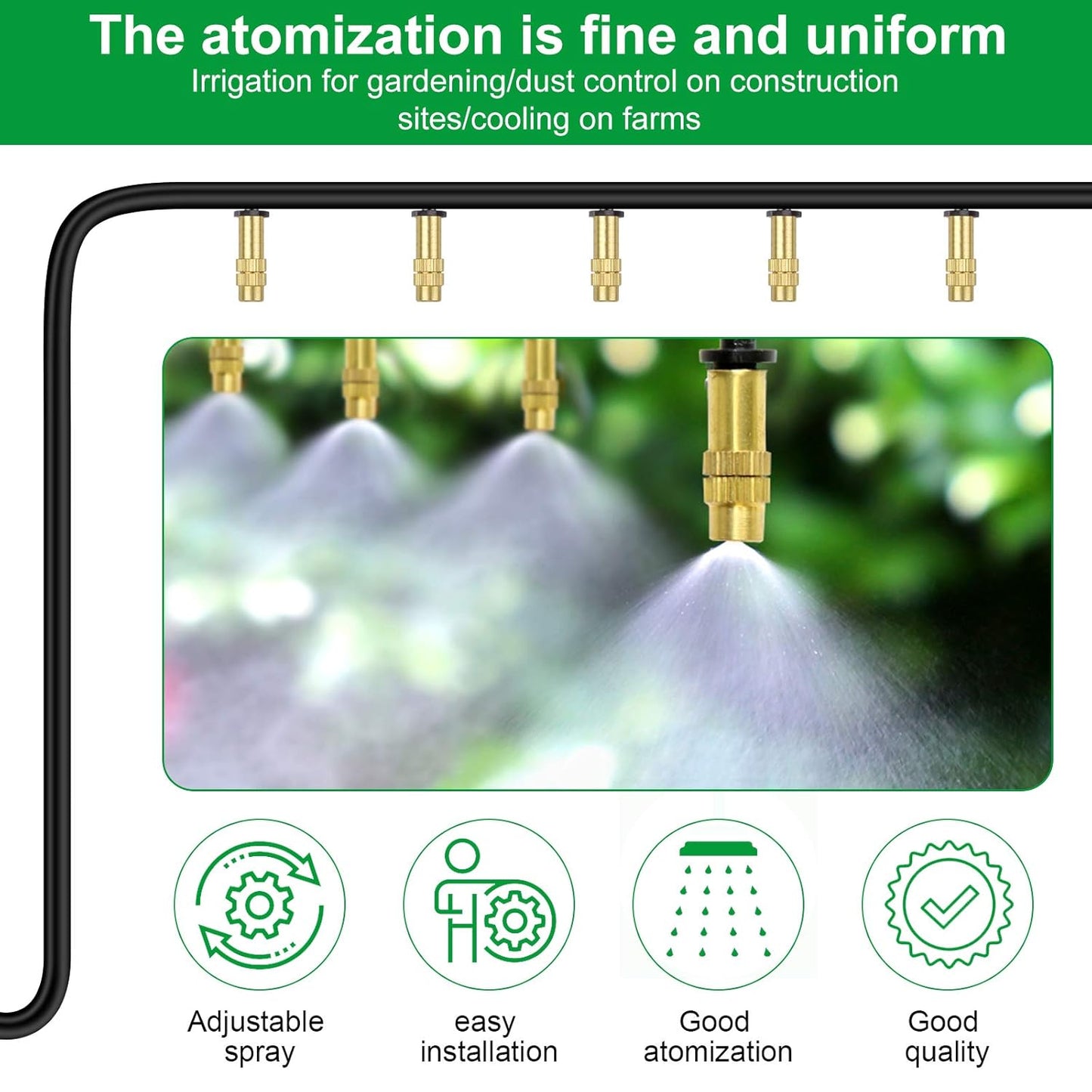 Maxxlite Adjustable Water Spray Nozzle Copper 4/7mm Nozzle Water Spray Drip Irrigation Nozzle Mist Sprayer Micro Sprinkler for Garden Cooling Irrigation Lawn Vegetables Greenhouse - 10 Pcs