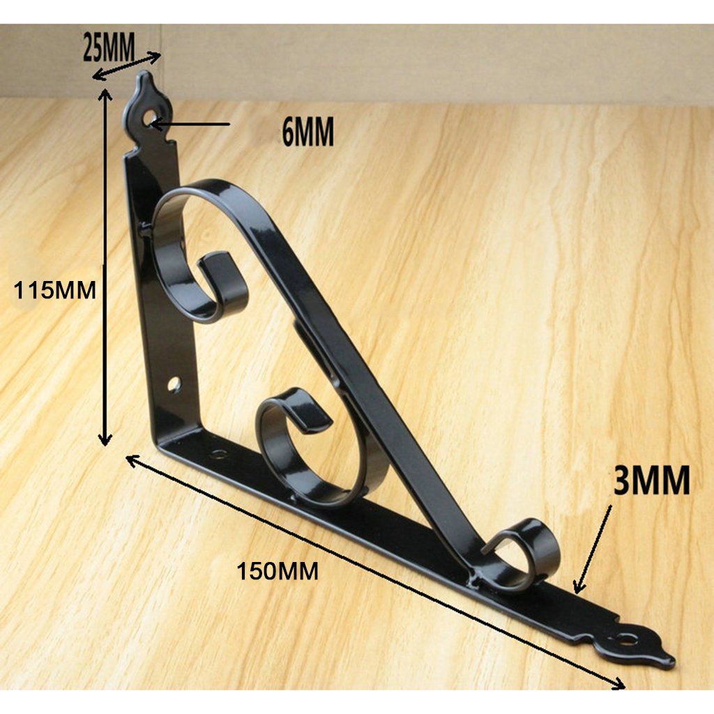 Maxxlite 2pcs Metal Heavy Duty Wall Hanging Shelf Bracket L Shaped Angle Bracket Corner Braces-Black