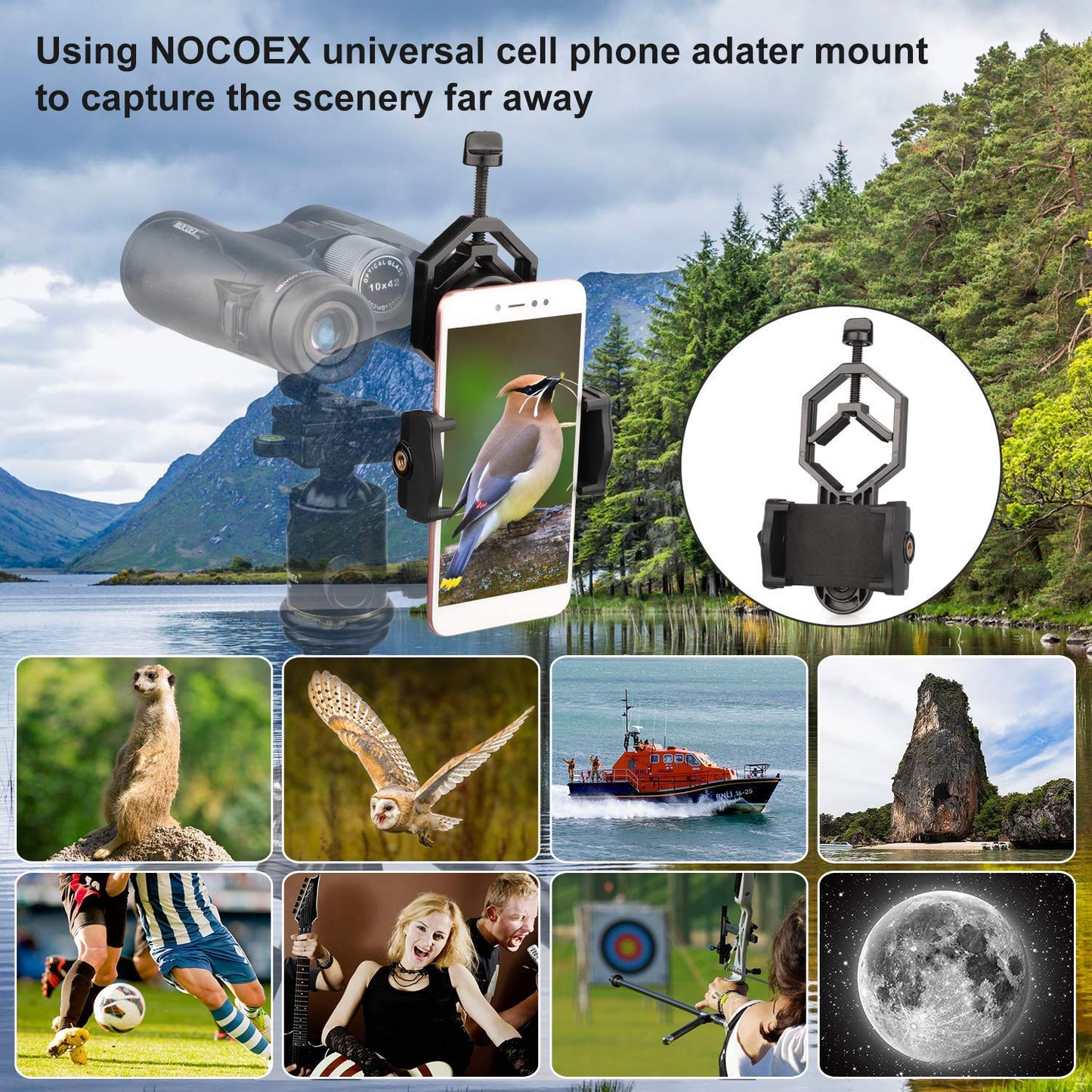 Maxxlite Metal Telescope Spotting Scope Camera Mobile Phone Mount Holder Bracket Clip