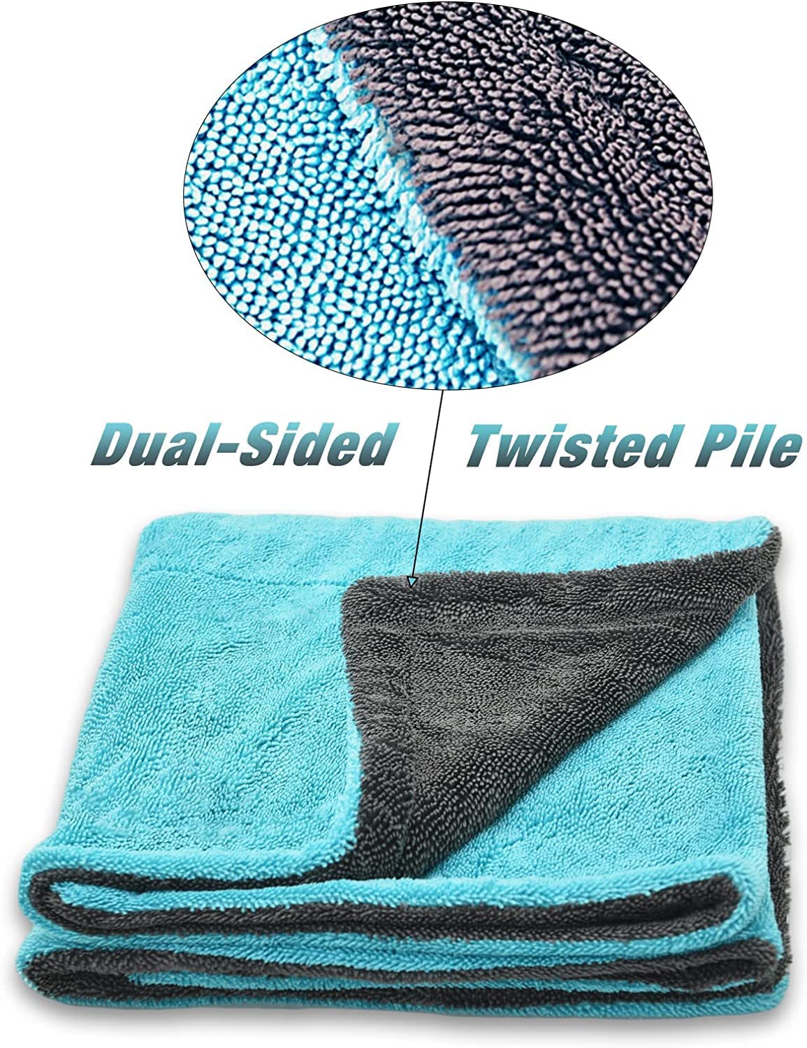 Maxxlite Microfiber Cloth for Car PureMagic 1100 GSM Twisted Loop Super Absorbent Towel Plush Pile and Lint Free Cloth for Drying and Detailing Edgeless Design Pack of 1