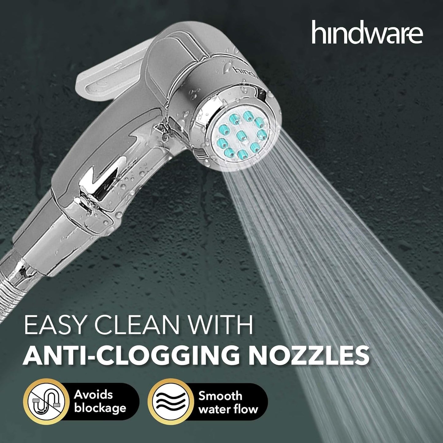 Maxxlite Plastic Health Faucet with PVC Flexible Tube and Wall Hook, Jet Spray for Toilet