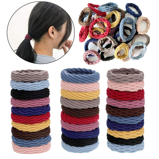 Maxxlite Hair Ties Non-Slip and Seamless Hair Bands for Thick Heavy and Curly Hair Lightweight Highly Elastic and Stretchable Pack of 30