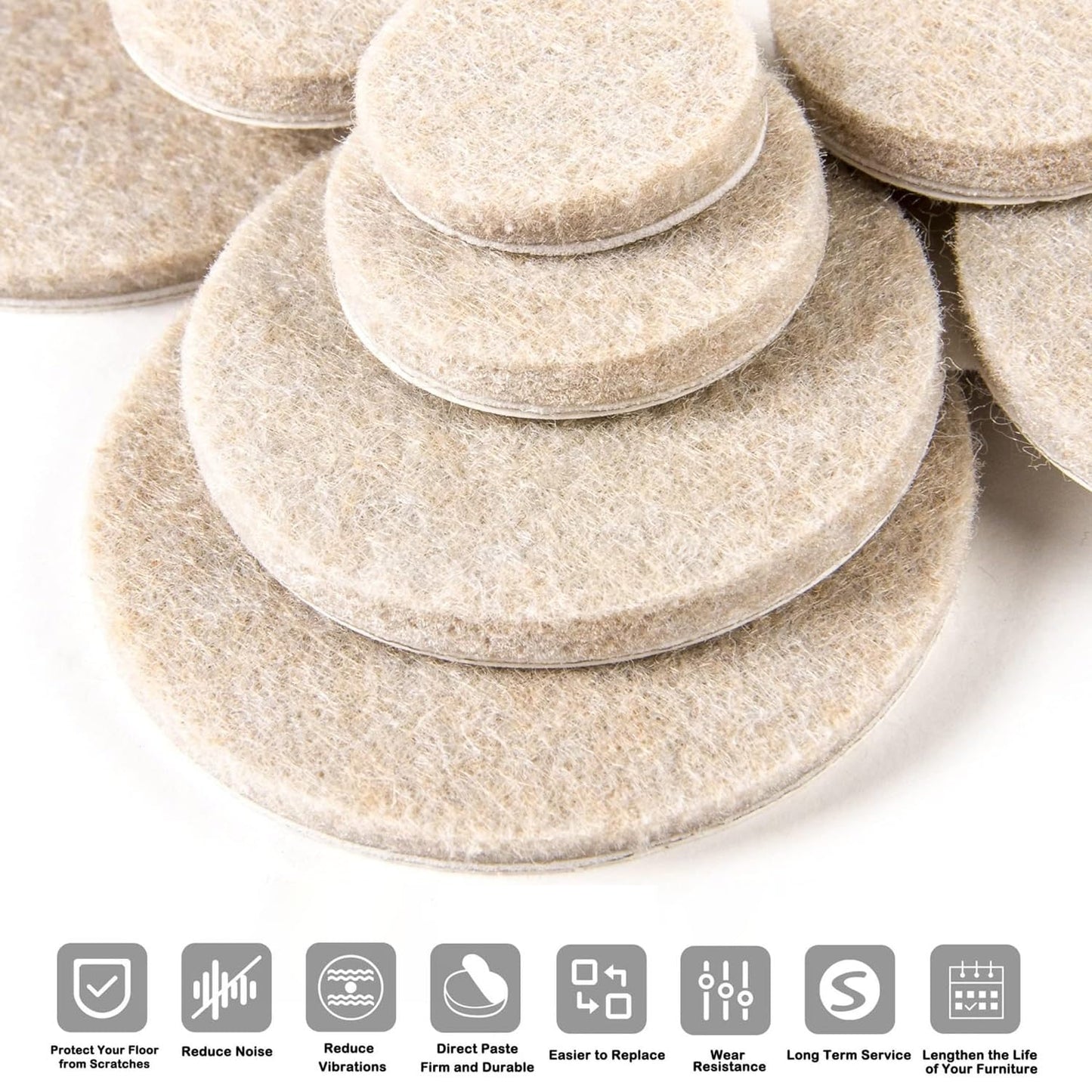 Maxxlite Chair Leg Floor Protector - 80 Pieces, Furniture Felt Pads | Non Skid Floor Protector | Noise Insulation Pad Floor Bumper, Beige
