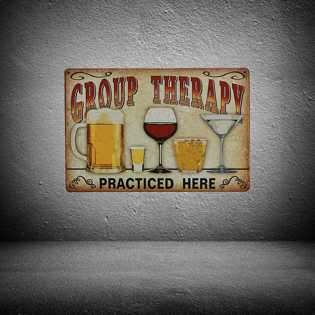 Maxxlite Metal Group Therapy Beer Pub Sign Wall Decor Plaque (Multicolour_7.8 Inch X 7.8 Inch X 7.8 Inch)