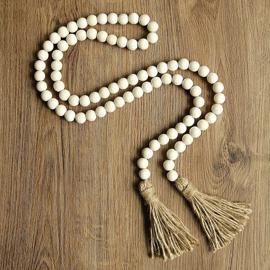 Maxxlite Wood Beads Garland with Tassels 58in Farmhouse Beads Boho Beads Decor Entry Table Decor Christmas Tree Decor Pack of 1